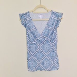 LOFT flutter sleeve V-neck blouse